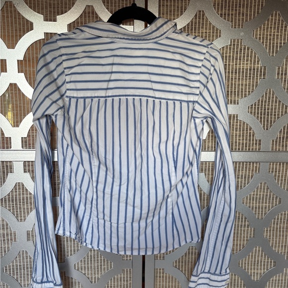 Kids Hollister Blue and White Striped Button Down Shirt - Picture 6 of 7